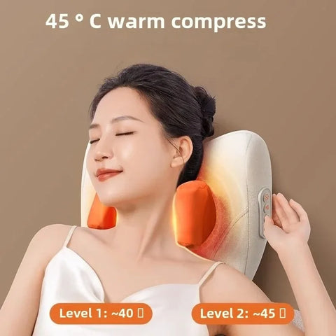 Oreiller de massage électrique sans fil | Pétrissage profond pour cou, trapèzes, épaules & dos – Maison & voiture